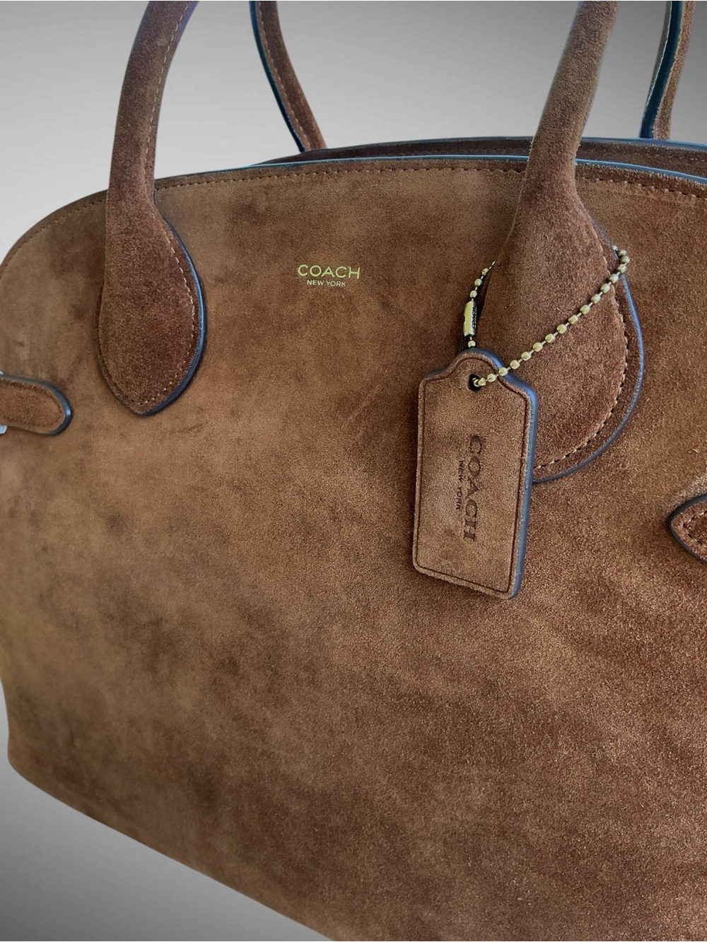 NWT Coach Soft Empire Carryall 40 Warm Brown Suede Leather Laptop Bag CBN42 - Picture 7 of 15